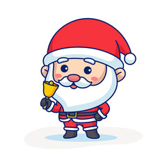 Cute Pixel Art Santa Claus Ringing Golden Bell Wearing Red Suit and Hat with White Beard Cheerful Christmas Character Illustration Transparent Background