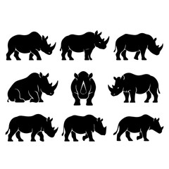 set of outline icons rhinoceroses vector on a white background
set of 9 line icons, vector, on a white background