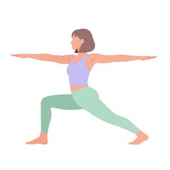 Fototapeta premium Flat Design Illustration of a Woman in Warrior Yoga Pose.eps