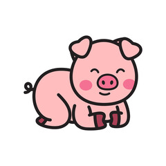 Cute Pink Piglet With Rosy Cheeks And A Curly Tail Sitting Happily With A Transparent Background Celebrating Pi Day