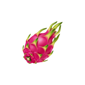 Vivid Close-Up of a Fresh Dragon Fruit Isolated