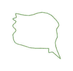 Hand drawn wavy chalk speech balloon outline. Chat bubble and talk dialog icon as message or quote in green circle style. Outline symbol perfect for dialog, talk, and communication concept.