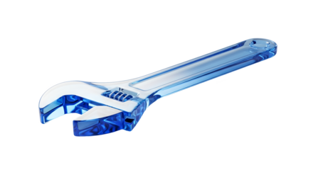 Wrench Blue Transparent Glass Isolated On Transparent Background