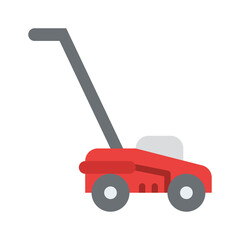 Red Lawn Mower Icon With Gray Handle And Wheels On A Transparent Background Vector Graphic