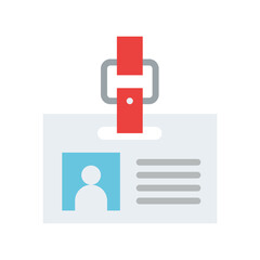 Red Lanyard Hanging A White Identification Card With A Blue Silhouette Icon And Text Lines On A Transparent Background