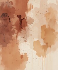 Warm Earthy Watercolor Texture. Brown and Terracotta Natural Abstract Background