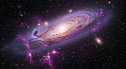 Fototapeta premium Andromeda Galaxy: A breathtaking view of the Andromeda Galaxy, a majestic spiral galaxy, radiating with vibrant colors and swirling patterns, a celestial wonder in the vast expanse of space.