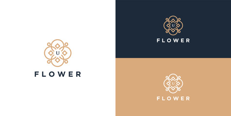 Fototapeta premium logo and icon of flower ornament with initial