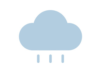 Simple Weather Icon Showing Light Blue Cloud with Rain on White Background