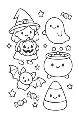 A fun cartoon vector illustration - Halloween doodle coloring