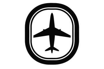 airplane window view silhouette vector art