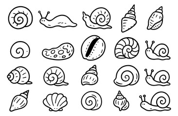 Hand-drawn snails and shells collection for design projects