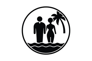 beach couple silhouette vector art