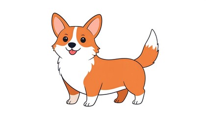 Obraz premium Cute Pembroke Welsh Corgi Cartoon Illustration.