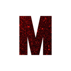 Uppercase Letter M with Red Glitter Texture