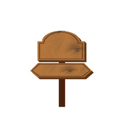 Rustic Wooden Signpost With Two Arrows Pointing In Different Directions On A White Background
