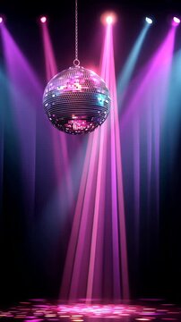 Vibrant disco ball reflections and colorful light beams in a dynamic dance setting