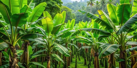 Obraz premium Dense Banana Trees in Quepos Forest, costa rica, foliage, costa rica, foliage, abundant, quepos, nature
