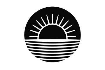 ocean sunset silhouette vector art