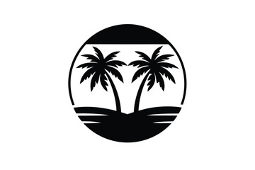 Fototapeta premium palm beach silhouette vector art