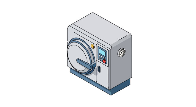 Isometric view of a sterilization autoclave, equipment for laboratory or hospital
