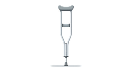 Single adjustable gray crutch isolated on white background illustration