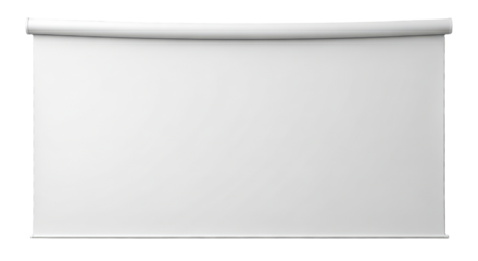 Blank projector screen, a presentation board or white movie display mockup. Isolated on transparent background, png
