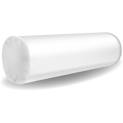A White Cylindrical Object with Rounded Ends and a Transparent Background Casting a Subtle Shadow Ideal for Design and Graphics Applications