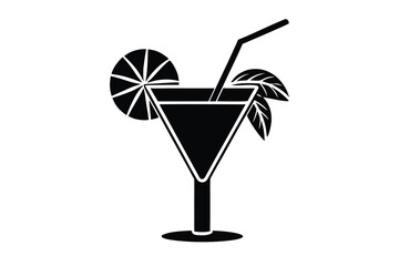 tropical cocktail silhouette vector art