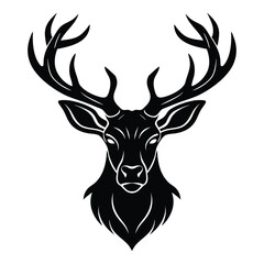 Stylized black silhouette of a majestic stag head with antlers