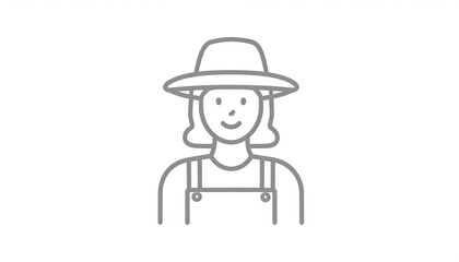 Obraz premium Smiling Female Farmer in Straw Hat.