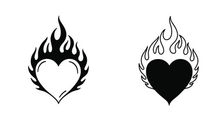 Two black and white flame hearts a striking design element
