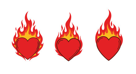 Three burning hearts aflame a fiery illustration of love and passion