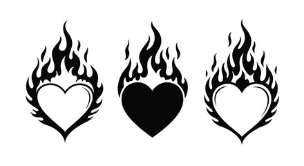 Three black flame hearts a striking symbolic design element