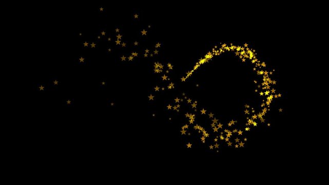 Bokeh lights sparkle glitters light trail loop 4k stock video on transparent background. Christmas shiny glowing gold particles trail animation. Magical golden glitter trail sparkles. multi color.