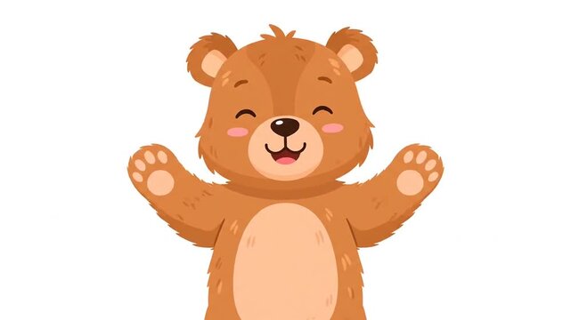 Cheerful Cartoon Bear with Open Arms, Welcoming Embrace