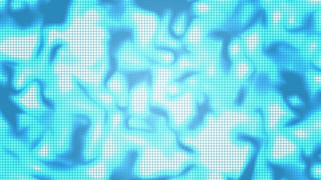 Blue grid pattern with abstract white shapes ideal for digital backgrounds, graphic designs, technology concepts, and modern aesthetics.