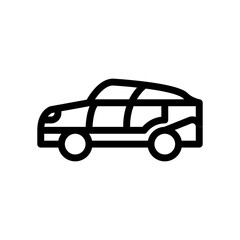 Simple Black Outline Drawing Of A Modern SUV Car Isolated On White Background
