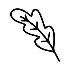 Simple Black Outline Drawing of an Oak Leaf on a Transparent Background Representing Nature and Seasons