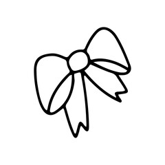 Simple Hand Drawn Outline of a Decorative Bow Isolated on a White Transparent Background