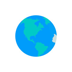 Abstract Representation of Planet Earth With Blue and Teal Continents Against A White Background