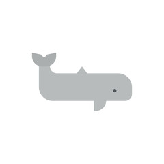 Simple Illustration of a Gray Whale Icon with a Transparent Background