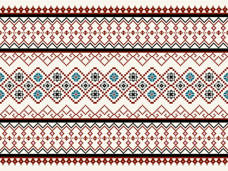 The pattern consists of geometric pixels that form a seamless pattern of flowers, bouquets and other shapes.vector design