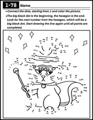 Halloween dot to dot with wizard cat, coloring and activity for kids, preschool, kindergarten and homeschool , fit for 8.5”x11” size