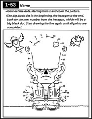 Halloween dot to dot with Frankenstein , coloring and activity for kids, preschool, kindergarten and homeschool , fit for 8.5”x11” size