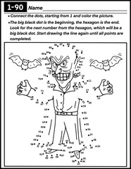 Halloween dot to dot with Dracula , coloring and activity for kids, preschool, kindergarten and homeschool , fit for 8.5”x11” size