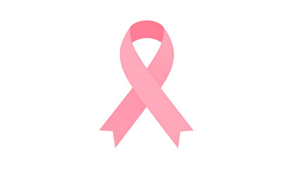 Pink ribbon symbol of breast cancer awareness isolated on white background.