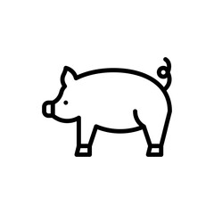 Simple Line Art Drawing of a Pig Standing on a Transparent Background Minimalist Farm Animal Icon in Black and White