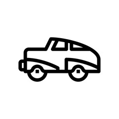 Simple Line Art Drawing Of A Retro Car On A Transparent Background With Black Outlines Indicating Wheels And A Body Shape.