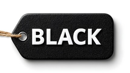 Snag amazing deals with this elegant black tag featuring bold white letters perfect for Black Friday promotions and retail marketing campaigns